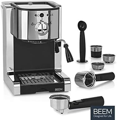 ІДЕАЛЬНА МАШИНА ДЛЯ ПОРТАФІЛЬТРА BEEM ESPRESSO Тиск 20 бар, досконалість пінки та універсальне приготування з капсулами, подушечками або порошком Для ваших вражень баріста на власній кухні вдома ESPRESSO PERFECT, Silver