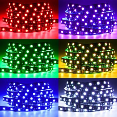 Світлодіодна стрічка Tesfish 5M RGB 12 В чорна друкована плата 5050 IP20 300 світлодіодів Світлодіодна стрічка для спальні, кухні