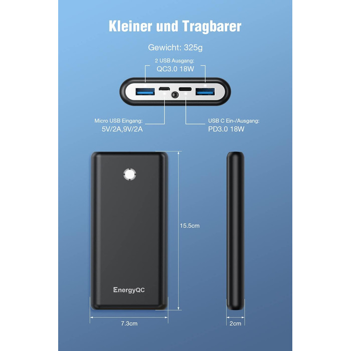 Powerbank Pilot X7 20000mAh, 18W, чорний