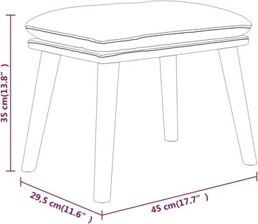 Тканинний табурет для ніг, бордовий, 45 x 29.5 x 35 см, 341432