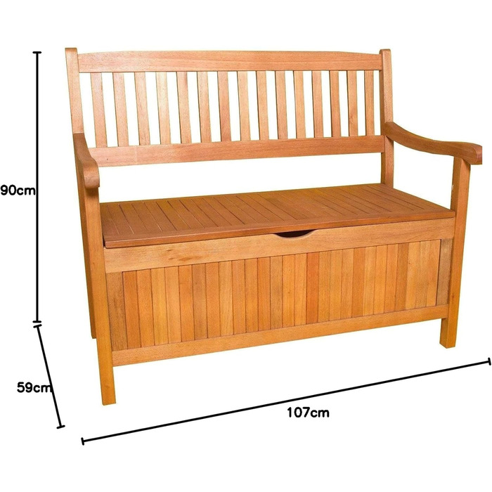 Садова лавка Sedex GREENA 2-місна Лавка-скриня Лавка Лавка Дерев'яна лавка з евкаліптового дерева W/D/H 107 x 59 x 90 см