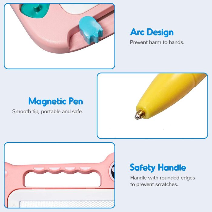 Магнітна дошка для малювання magic board, 35x28 см кольорова стирається магнітна дошка для малювання magic board на 4 ніжках для дітей 1 2 3 років, іграшка від 1 року, подарунок для малюків, рожева