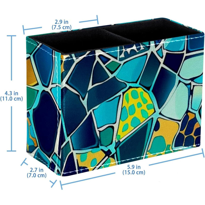 Тримач для ручки FNETJXF для столу, організації офісу та зберігання, органайзер для олівців, марокканський візерунок, синій, ретро, етнічний, багатофункціональний настільний органайзер Pattern 4985