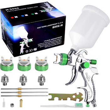 600CC Cup Pistola a spruzzo Set Con 3 ugelli 1,4 mm 1,7 mm 2,0 mm per Riparazione Auto Professionale aerografo Pittura Kit (Green), 600CC Cup Pistola a spruzzo Set Con 3 ugelli 1,4 mm 1,7 mm 2,0 mm per Riparazione Auto Professionale aerografo Pittura Kit 