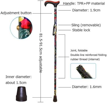 Складна палиця для ходьби з алюмінієвого сплаву для людей похилого віку, щоб компенсувати регульовану висоту нековзної безпеки на відкритому повітрі, милиці для жінок, легко переносяться річниця маршруту