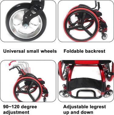 Спортивна інвалідна коляска Sunyongfly Складна легка інвалідна коляска Всюдихідна складна інвалідна коляска для дорослих підходить для підлітків, людей з обмеженою рухливістю та людей з обмеженими можливостями (64X80, 64X80X73 см (25.31.4X28.7 дюймів)