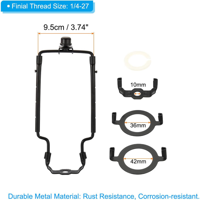 Комплект лампових арф з хвостом 1 комплект регульованих кронштейнів абажура з основою освітлення 3/8 IP E14 E26 E27 для настільного торшера Чорний, 8 9 10 11