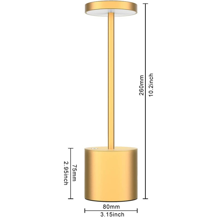 Набір акумуляторних настільних ламп MQLOON з 2 шт. , світлодіодна настільна лампа батарея, металеве золото, підходить для ресторанів, для зовнішнього та внутрішнього використання