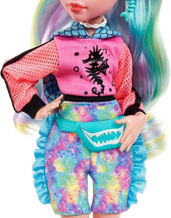 Лялька MONSTER HIGH Lagoona Blue - рожевий балахон, велосипедні шорти з батику, босоніжки на платформі, ласти, аксесуари, для дітей віком 4, HHK55