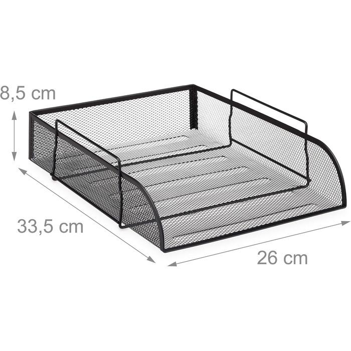 Абельованих лотків для документів, металевий офісний лоток для листів для DIN A4, настільний лоток WxD 26x33.5 см, чорний, 5 шт.