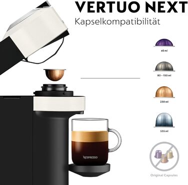 Кавоварка в капсулах Nespresso De'Longhi ENV 120.W Vertuo Next, біла без піноутворювача молока