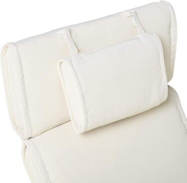 Садовий шезлонг Outsunny Lounger Cushion з подушкою Знімний чохол Поліестер бавовняне волокно кремовий білий 198 x 53 x 5 см