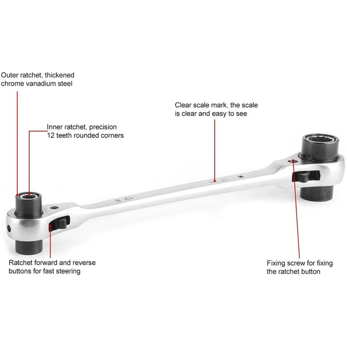 Торцевий ключ з храповиком Se, 8-21 мм 8 в 1 багатофункціональний ключ з храповиком 72 зуба 12 зубців Торцевий ключ з храповиком Двоголовий інструмент для ремонту автомобілів