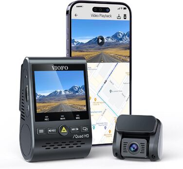 Відеореєстратор VIOFO A129 Plus Duo Dual WiFi WiFi, GPS-модуль 2K 1440P 60 кадрів в секунду 1080P передня задня автомобільна камера, додаток Моніторинг мобільного телефону Автомобільна камера, G-сенсор Режим паркування, Відеореєстратор для екстреної зйомк