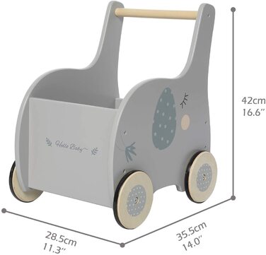 Дитячі ходунки Labebe Baby Walker Wood, ходунки для немовлят Baby Grey Elephant з місцем для зберігання на 1-3 роки, вільні від прогулянок/ходунки/іграшки для малюків/іграшки/коляска/розваги для дітей/ходунки