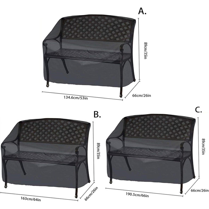 Чохол для садової лавки 2 3 4 місцевий - захисний чохол для лавки, з еластичним шнуром для подолу, водонепроникний, вітрозахисний, стійкий до ультрафіолету, захисний чохол для садової лавки з оксфордської тканини 190T