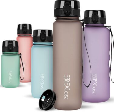 Пляшка для пиття 720DGREE 1л Sport 'uberBottle softTouch Sieb - Без BPA - Пляшка для води для універу, роботи, фітнесу, велосипеда, активного відпочинку, роботи - спортивна пляшка з тритану - легка, ударостійка, багаторазова (650 мл, нуга коричнева - кори