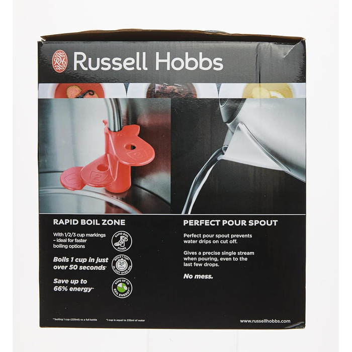 Чайник Russell Hobbs 1,0 л Adventure з нержавіючої сталі (2400 Вт, функція приготування під тиском, знімний фільтр з лаймом, зовнішній індикатор рівня води, маленький туристичний чайник) Чайник для чаю 24991-70 маленький, 1,0 л Нержавіюча сталь полірована