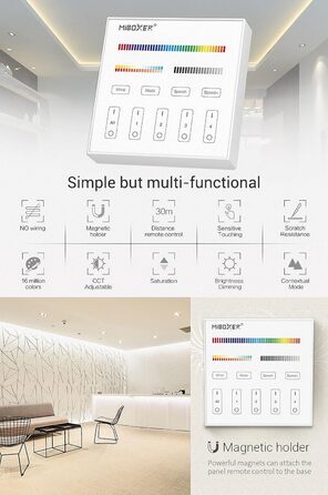 Контролер Miboxer Milight 2.4G 4-зонний настінний контролер TOUCH B4 RGBCCT для світлодіодних продуктів