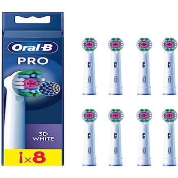 Насадка для електричної зубної щітки Oral-B Pro 3D біла, Х-подібна щетина та унікальна полірувальна чашка для відбілювання зубів та видалення поверхневих плям, 8 шт. насадки для зубних щіток біла нова версія 8 шт. (1 шт. в упаковці)