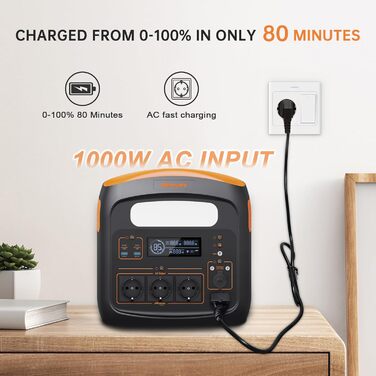 Портативна електростанція N1200, електростанція 1102.5Wh 294000mAh LiFePO4 акумулятор 1200 Вт (пікова потужність 2400 Вт), повністю заряджена за 80 хвилин, сонячний генератор чиста синусоїда 50 Гц для зовнішнього/домашнього використання