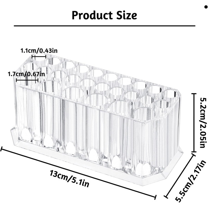 Органайзер для акрилової підводки для очей TULEBOLIAN, органайзер для макіяжу пензлика для макіяжу, органайзер для макіяжу 26 Spaces, водонепроникна та прозора коробка для зберігання туалетного столика, ванна кімната, спальня