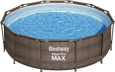 Набір каркасних басейнів Bestway Steel Pro MAX з фільтруючим насосом Ø 366 x 100 см, Ротанговий вигляд (шоколадно-коричневий), Круглий