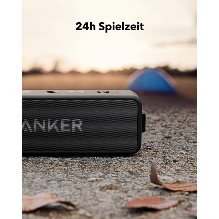 Колонка Anker SoundCore 2 Bluetooth, величезна з подвійними басами, цілодобовий акумулятор, покращений захист від води IPX7, бездротова, для iPhone, Galaxy тощо (чорна)