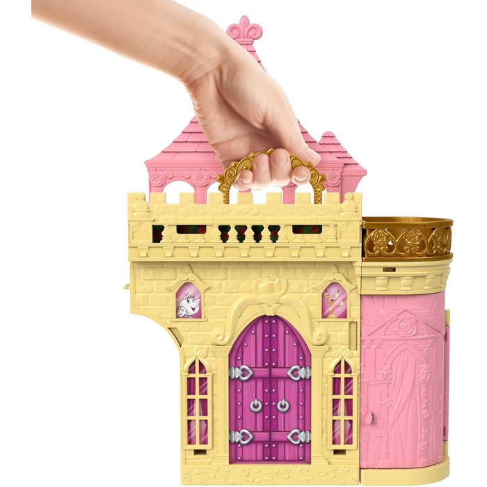 Іграшка Disney Princess, ляльковий будиночок Belle's Stacking Castle з маленькою лялькою та 8 деталями, натхненний фільмом Діснея, іграшки для подорожей та подарунки для дітей Belle's Castle, 52 -