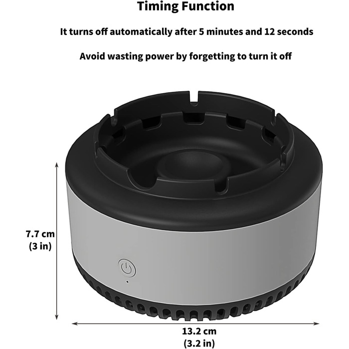 Бездимна попільничка GOYISEE для сигарет в приміщенні, очищувач повітря, подарунки для курців, підходить для дому автомобіля офісу на відкритому повітрі сірий