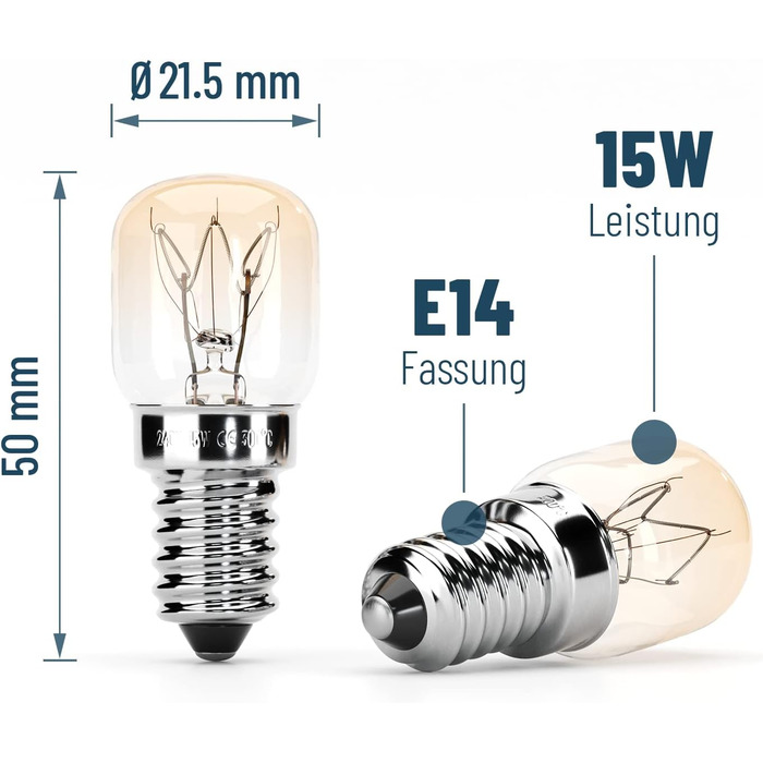 Лампа для духовки E14 15W - упаковка з 4 ламп для духовки, стійка до 300 градусів для духовок, печей-гриль, соляних ламп, мікрохвильових печей - лампочка для духовки з капсулою T22, 75 люменів і 2700K - лампа для духовки