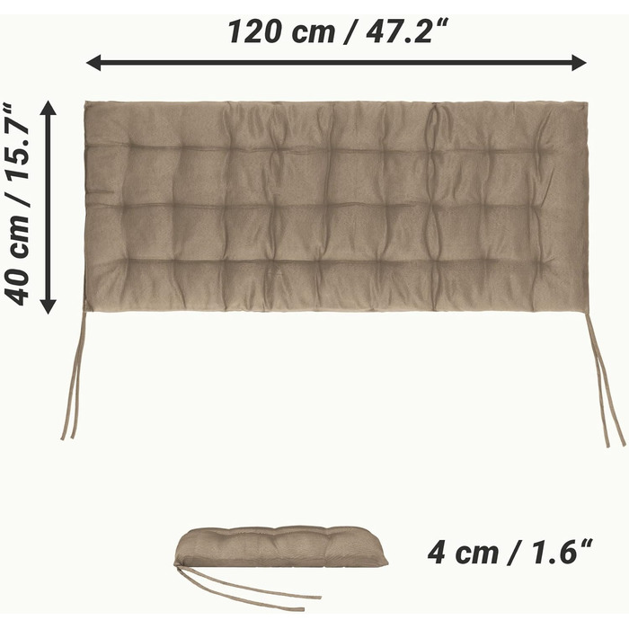 Подушка для сидіння JEMIDI Подушка для сидіння - 3 розміри Кольори - Подушка подушка піддон подушка - Подушка для садової лавки Голлівудські гойдалки 120см х 40см х 4см Пісок