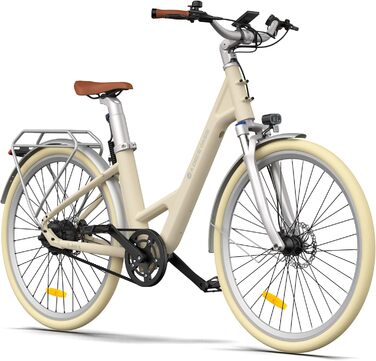 Електричний велосипед ADO E-Bike Air28 Pro, педальний ремінний привід, міський велосипед, електронний велосипед 28 дюймів, 1 передача, автоматична коробка передач, задній двигун Bafang, багажник, ebike жіночий/чоловічий жовтий