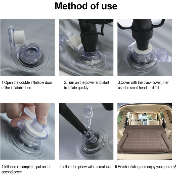 Надувний матрац Vinteky, надувний автомобільний матрац Автомобільне ліжко з електричним повітряним насосом, універсальний товстіший автоматичний матрац для багажника та позашляховика, Кемпінг/Подорожі/На відкритому повітрі, 180 см x 145 см, Сірий
