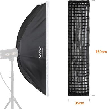 З кронштейном Bowens, 35x160см Стільникова сітка Softbox Strip Softbox Bowens Mount для зйомки зі спалахом Speedlite, 35x160