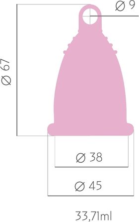 Менструальна чаша, що миється, з медичного силікону, з контейнером для очищення та бавовняним мішечком для зберігання, рожева, розмір L (33 мл)