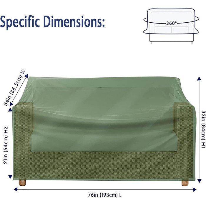 Захисний чохол для дивана LONONE Patio, Чохли на вуличні дивани, міцні, водонепроникні, Чохли на диван для патіо для вуличних меблів