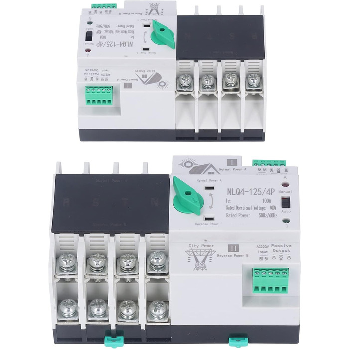 Автоматичний перемикач передачі електроенергії Nimomo Dual Power, 100A 220V 4P ATS аварійний перемикач передачі електроенергії Автоматичний аварійний перемикач передачі електроенергії Автоматичний перемикач передачі потужності Аварійне живлення