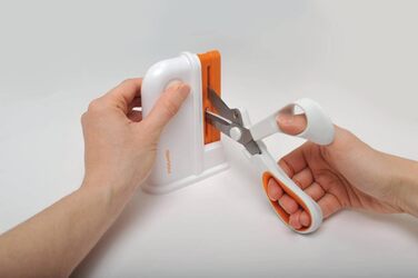 Універсальні ножиці Fiskars Razor Edge, довжина 21 см, лезо з нержавіючої сталі/пластикові ручки, білий/помаранчевий, підсилювач 1005223 універсальні ножиці 21 см