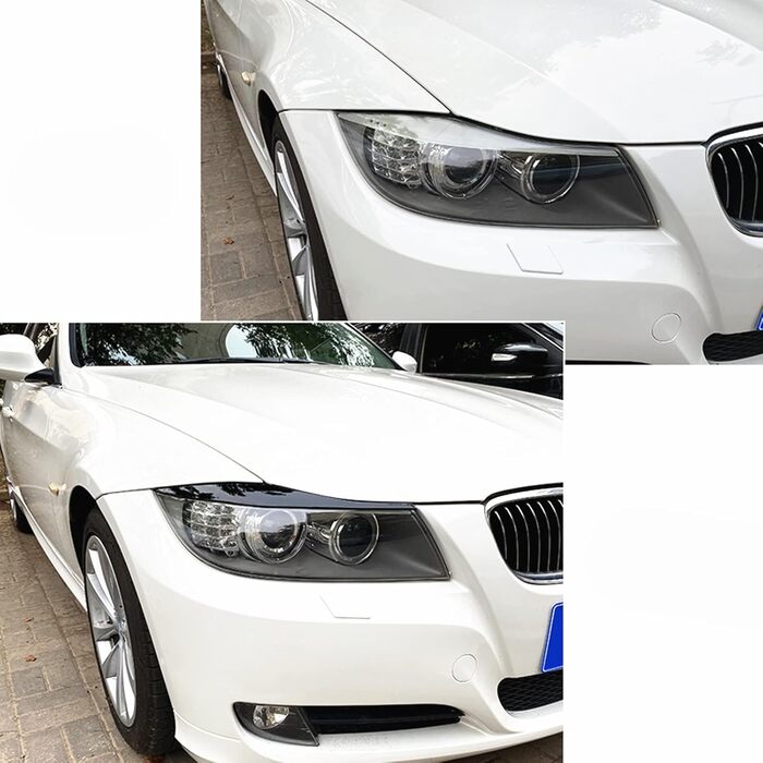 Для BMW 3 Series E90 E91 2005-2012 Автомобільна передня фара Повіка Декор брів Чорний глянсовий Чорний