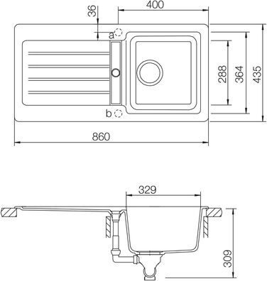 Кухонна мийка Schock 86 x 43,5 см Typos D-100S - CRISTALITE Гранітна мийка від 45 см Ширина базової шафи (Croma)