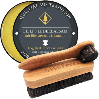 Крем для взуття Lillis Leather Care Leather Balm в наборі з щіткою для взуття  безбарвний