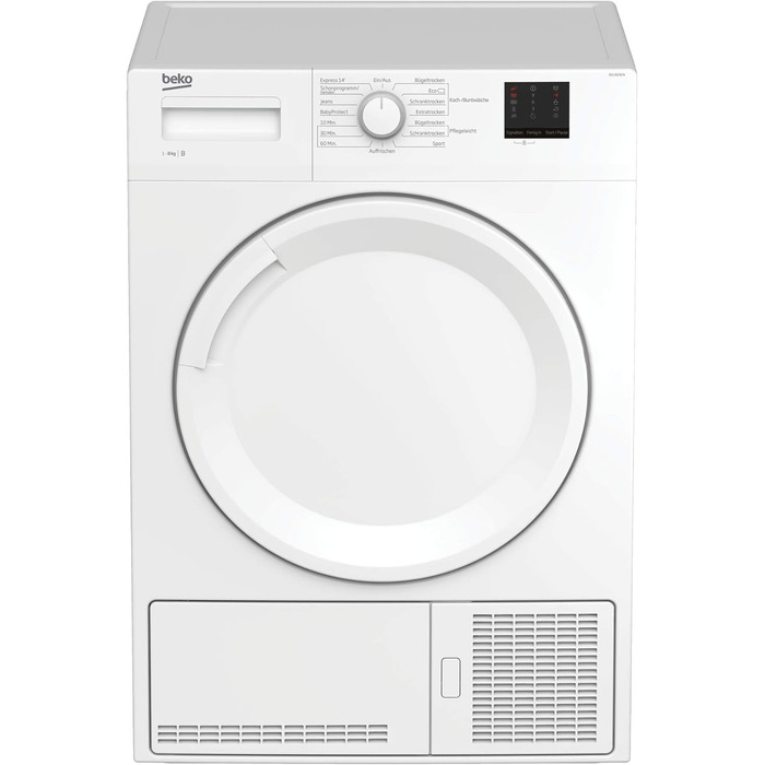 Конденсаторний осушувач Beko FlexySense до 8 кг 15 програм з електронним вимірюванням вологості з функцією блокування від дітей