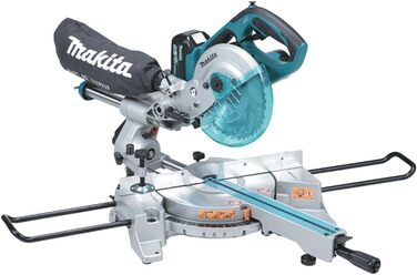 Акумуляторна торцювальна пила Makita 18 В / 5,0 Ач, 2 акумулятора та зарядний пристрій, , DLS713RTE, з 2-ма акумуляторами 5,0 Ач з 2-ма акумуляторами 5,0 Ач із зарядним пристроєм