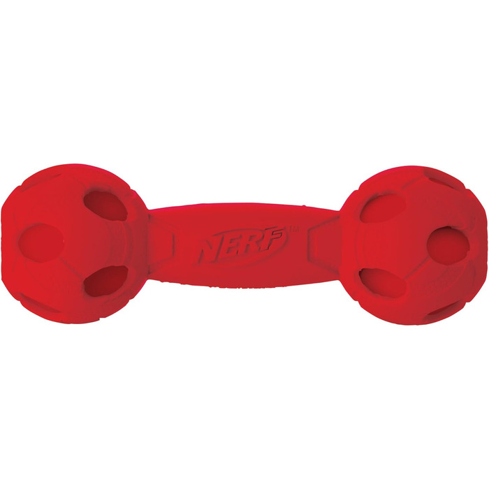 Іграшка для собак Nerf Dog Squeak Barbell, гантель з пищалкою, кольорова доставка зелений або червоний, 17,6 см