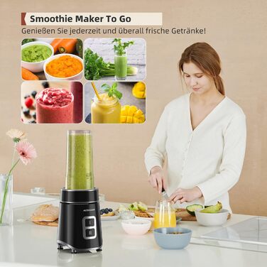 Смузі-машина ACOQOOS Blender, міксер для піску потужністю 500 Вт, включаючи 2 шт. блендер-глечик 600 мл (без бісфенолу А, посудомийна машина), смузі-машина для приготування коктейлів, смузі та дитячого харчування