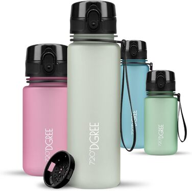 Пляшка для води 720DGREE 1л Sport 'uberBottle softTouch Sieb - Без BPA - Пляшка для води для універі, роботи, фітнесу, велосипеда, активного відпочинку, роботи - спортивна пляшка з тритану - легка, ударостійка, багаторазова (500 мл, шампанське - кремово-б