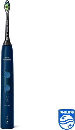 Електрична зубна щітка Philips Sonicare ProtectiveClean 5100, звукова зубна щітка з 3 режимами чищення, чистота, біле волосся та догляд за яснами, датчик тиску, таймер і дорожній кейс, синій, модель HX6851/53 одинарна