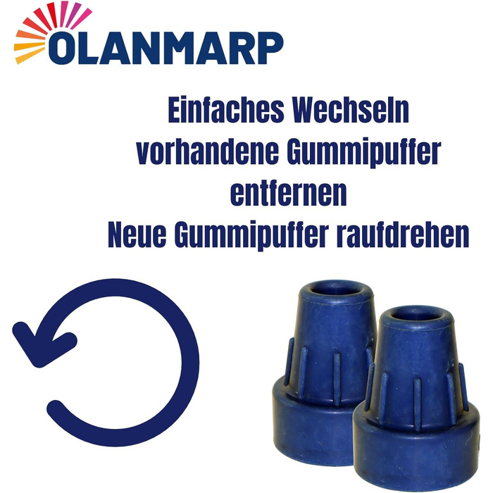 Капсули Ossenberg Crutch Capsules Blue 16 мм ремінець на липучці Olanmarp з нашивками 2 шт. и (2 шт. и капсула для милиці)