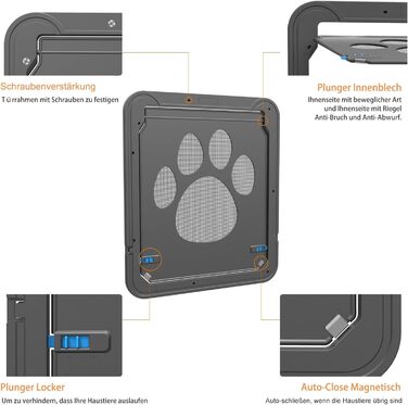 Для дверей Fly Screen Cat Flap Fly Screen з магнітним замком Легке встановлення Двері для собак для котів/собак (29 см * 24 см) (Внутрішній розмір (36 см * 31 см))